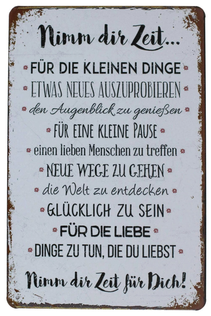 Targa metallica vintage, 20x30 cm – Prenditi del tempo per le piccole cose