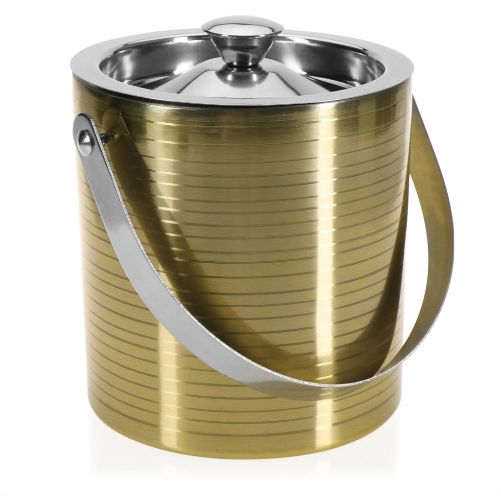 Contenitore refrigerante in acciaio inossidabile, a doppia parete, color oro, capacità 1,5 litri