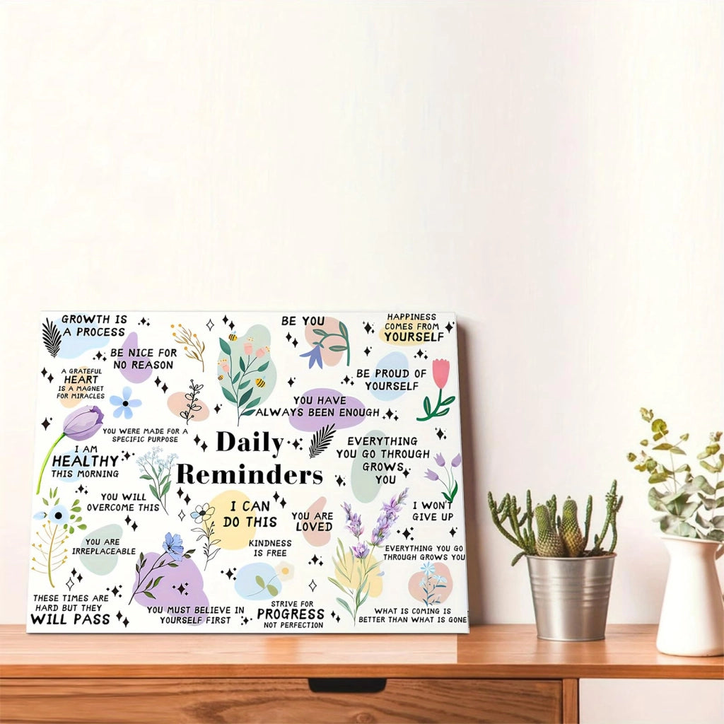 Poster motivazionale su tela con fiori, 30 x 40 cm