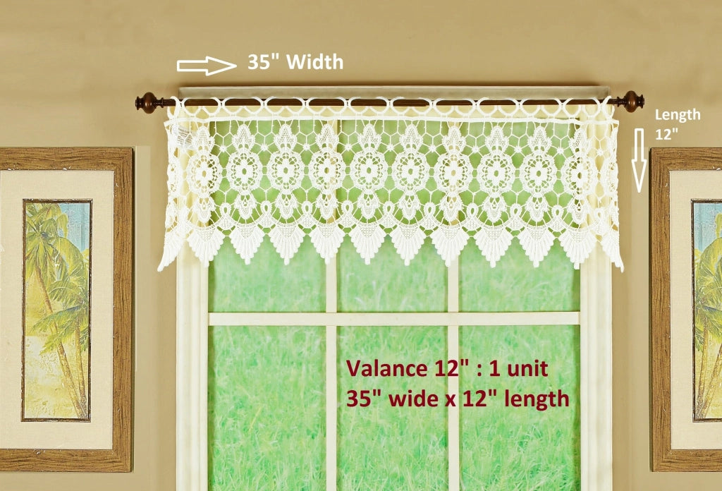 Volant in macramè, colore ecru, stile boho, dimensioni 35x12"
