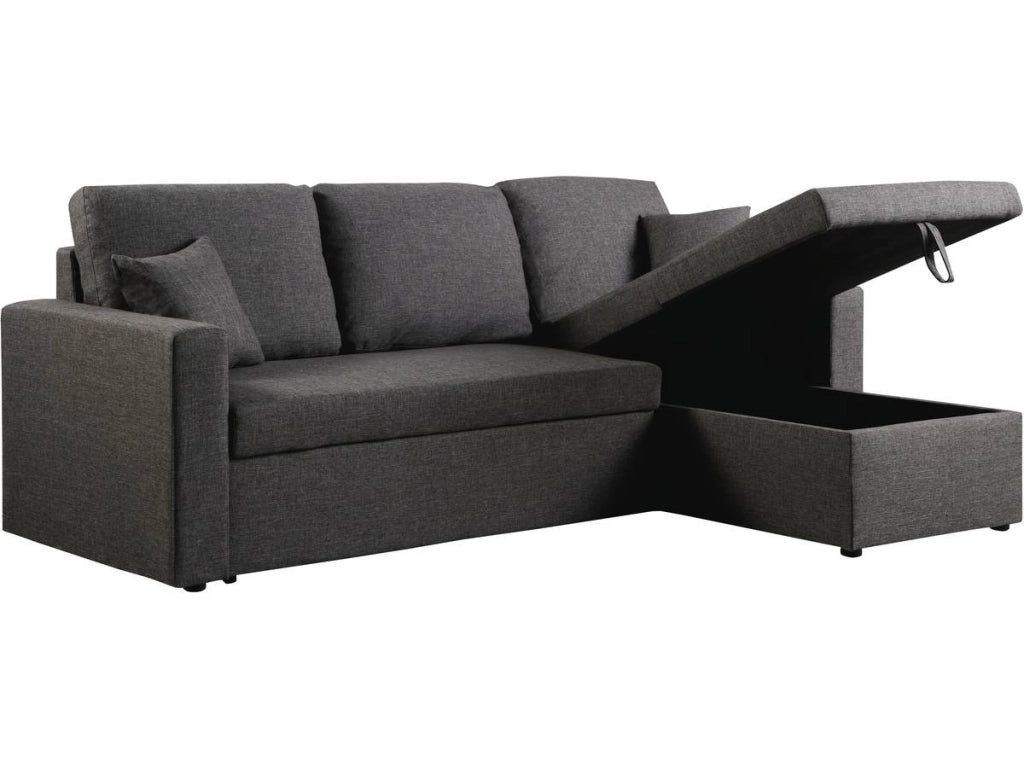 Divano angolare trasformabile/reversibile con contenitore "Alain"  - 3 posti - Grigio chiaro