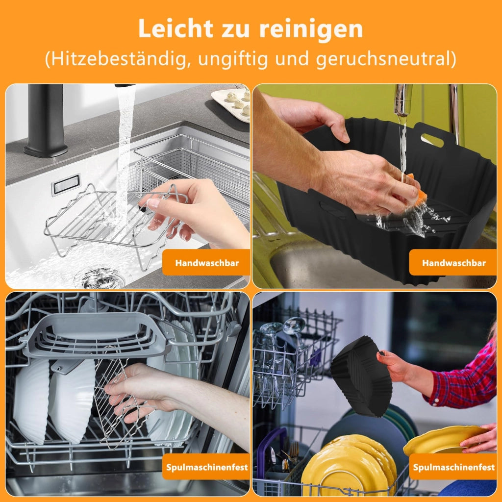 Accessori per friggitrice ad aria, 2 scomparti, 9 litri, silicone, senza BPA