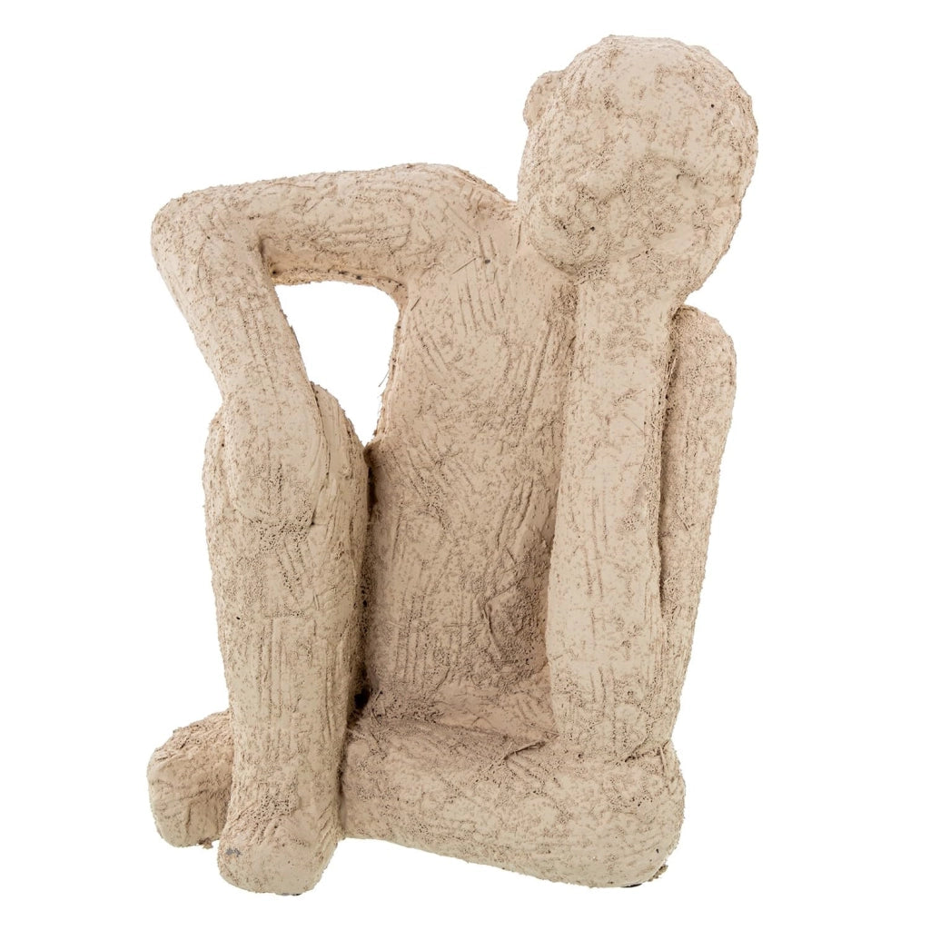 Figura in Vetroceramica bianca, raffigurante un pensatore, dimensioni 19 x 16 x 25 cm
