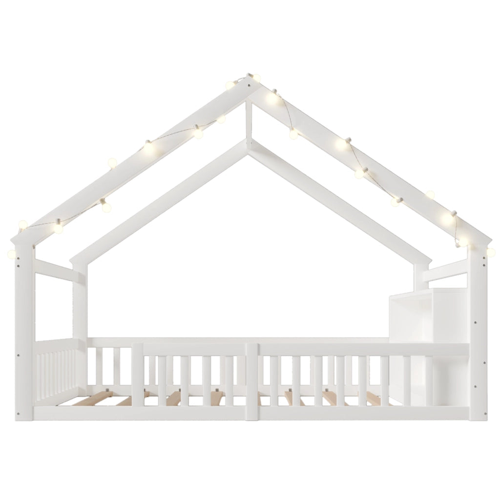 Letto casetta bianco per bambini 140 x 190 cm