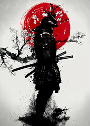 Poster con tema Bushido, ninje samurai, Monte Fuji, dimensioni 30x40 cm