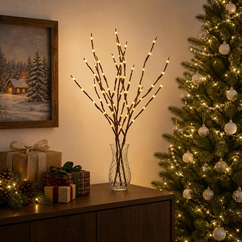 Rami di rame natalizi con LED 3 pz Marrone 62 cm Acciaio 60 LED 42055397
