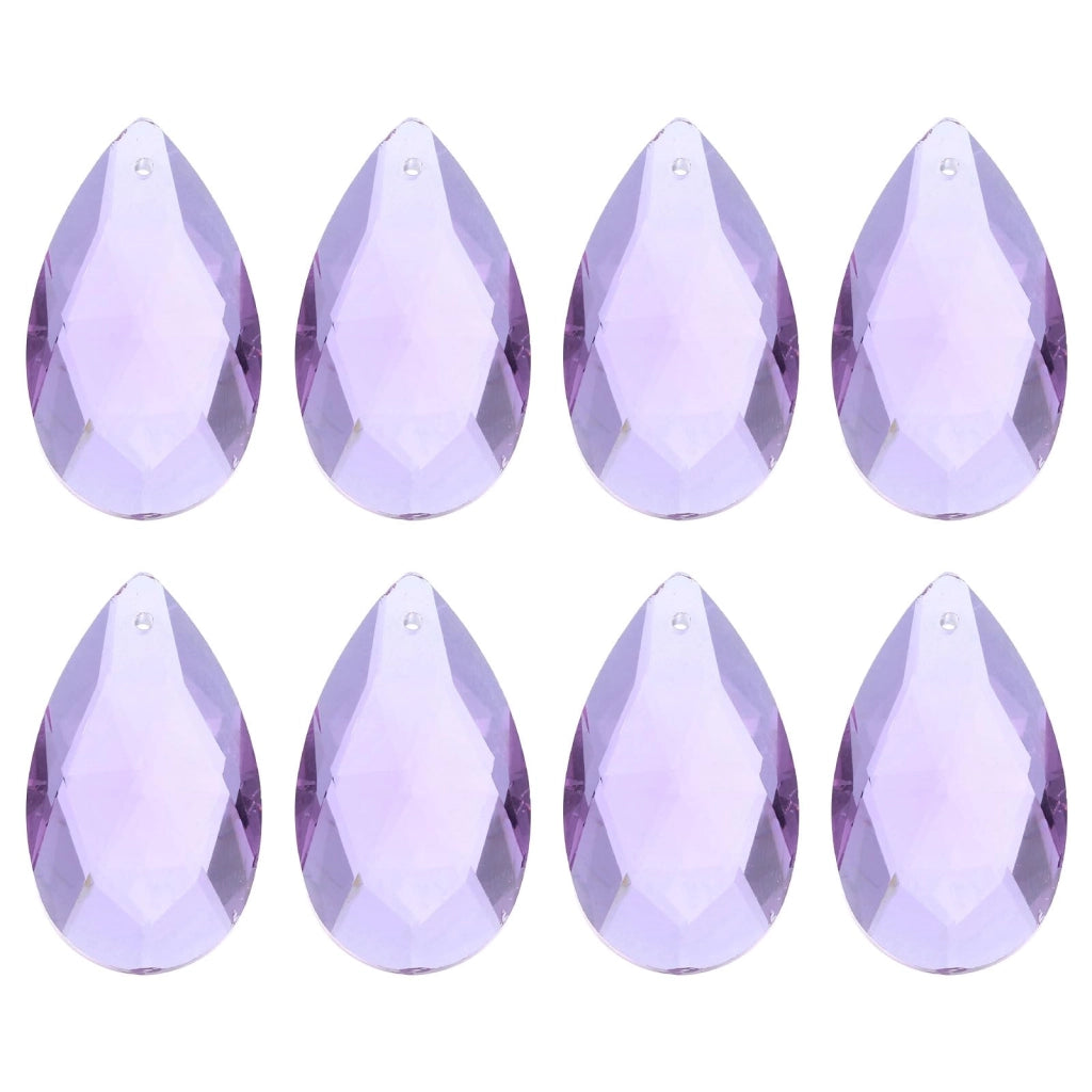 Ciondoli a forma di goccia, in cristallo di vetro, 8 pezzi, 38 mm, sfaccettati, color viola