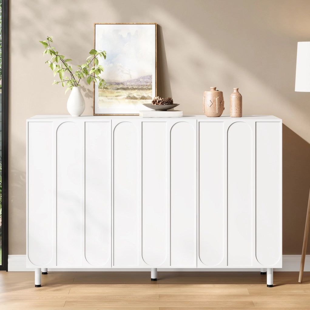 Credenza scarpiera bianca a 3 ante con ripiani regolabili
