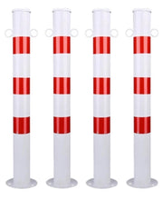 Segnaletica di sicurezza, rosso e bianco, diametro 76 mm, altezza 750 mm, metallo, set da 4