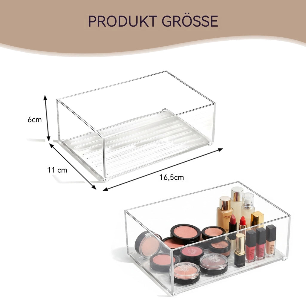 Set di 2 organizer in acrilico trasparente, dimensioni 16,5x11x6 cm