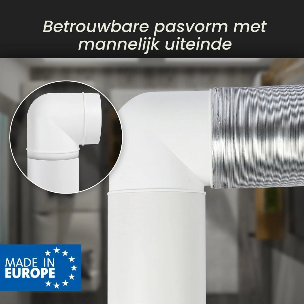 Curva per tubi in plastica, 90°, diametro 100 mm, confezione da 2 pezzi, per impianti di ventilazione