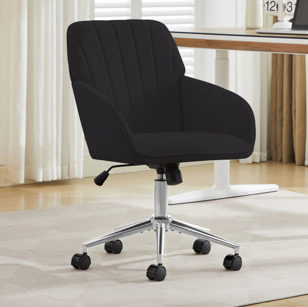 Sedia da ufficio ergonomica nera in velluto, regolabile in altezza, per smart working