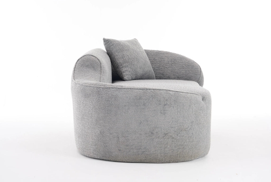 Divano chaise longue in ciniglia grigio chiaro con cuscino