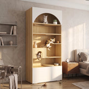 Mobile per gatti con piattaforme, tana e vani contenitori, 90 x 50 x 200 cm