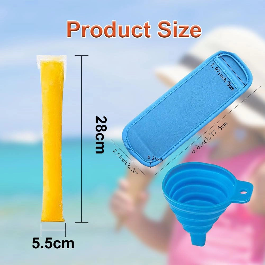 120 sacchetti per ghiaccioli, senza BPA, con imbuto + 5 contenitori