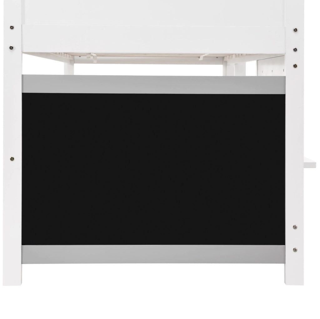 LETTO a castello a casetta per bambini 90x200 cm in pino bianco con lavagne