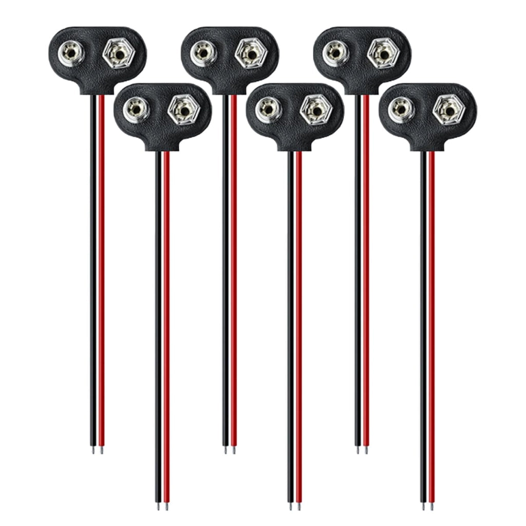 Set da 6 connettori a scatto per batteria da 9 V, 3 pezzi tipo T e 3 pezzi tipo I