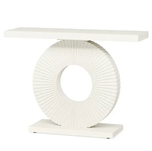 Consolle da ingresso 100x30x79 cm in MDF e metallo bianco, design moderno