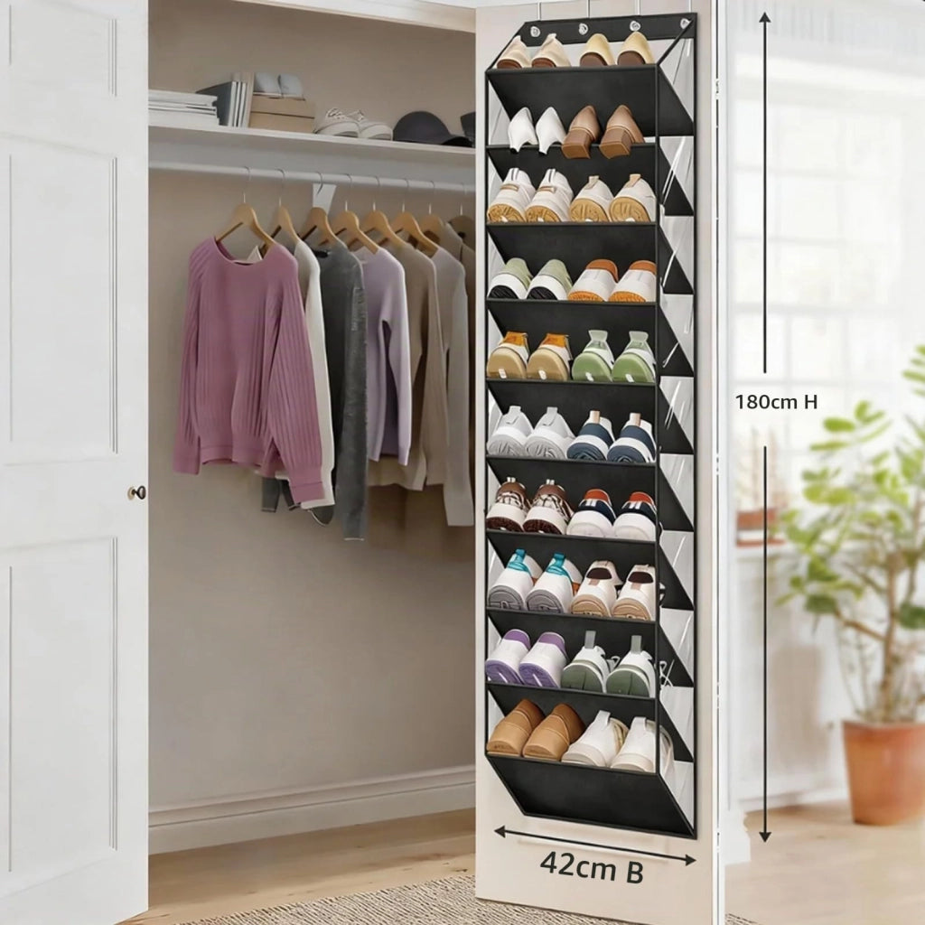 Organizzatore per scarpe da appendere alla porta, con 10 ripiani, capacità per 20 paia, altezza 180 cm