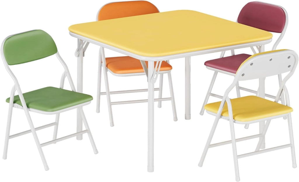 Set di tavolo e sedie pieghevoli da 5 pezzi per bambini con