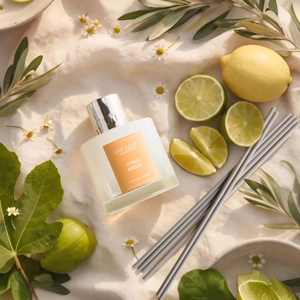 Diffusore di fragranze per ambienti con bastoncini, 100 ml, profumo "Brezza Agrumata", 8 bastoncini