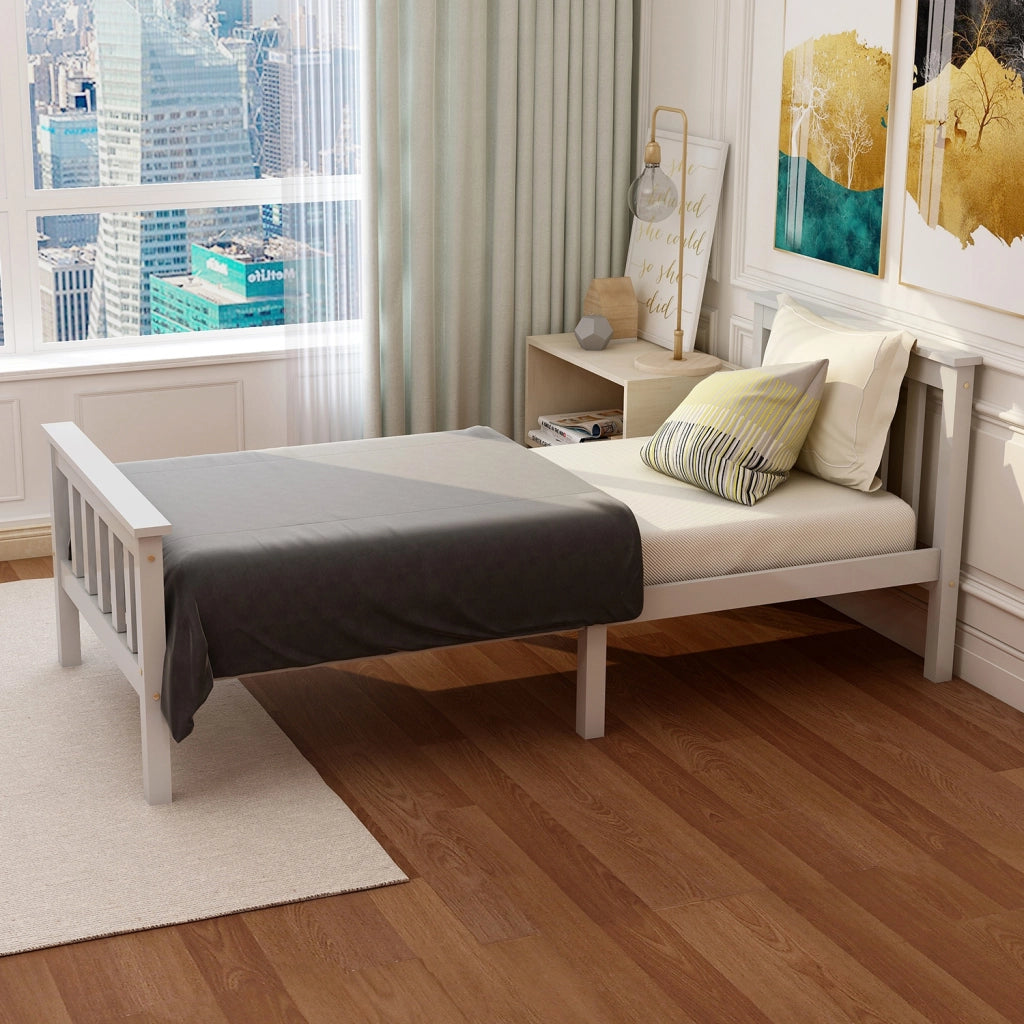 Letto singolo 90 x 200 cm bianco con testiera