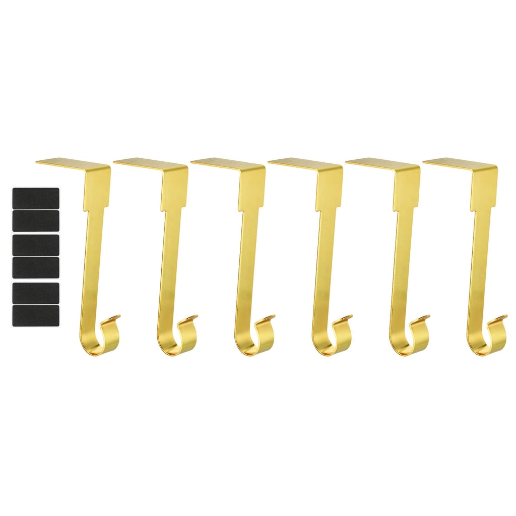 6 supporti metallici per caminetto, color oro, dimensioni 50x25x140 mm