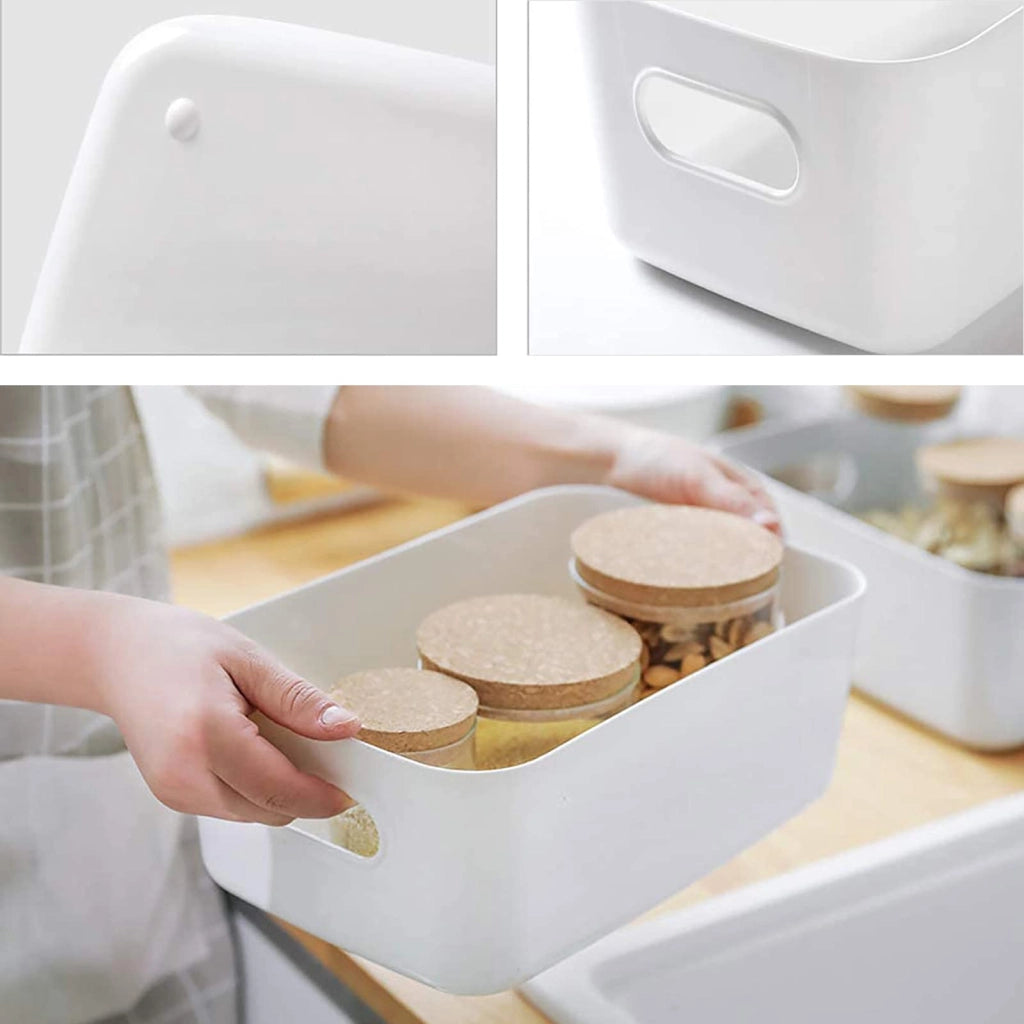 Cesti portaoggetti in plastica, set da 3, colore bianco, 3 diverse dimensioni