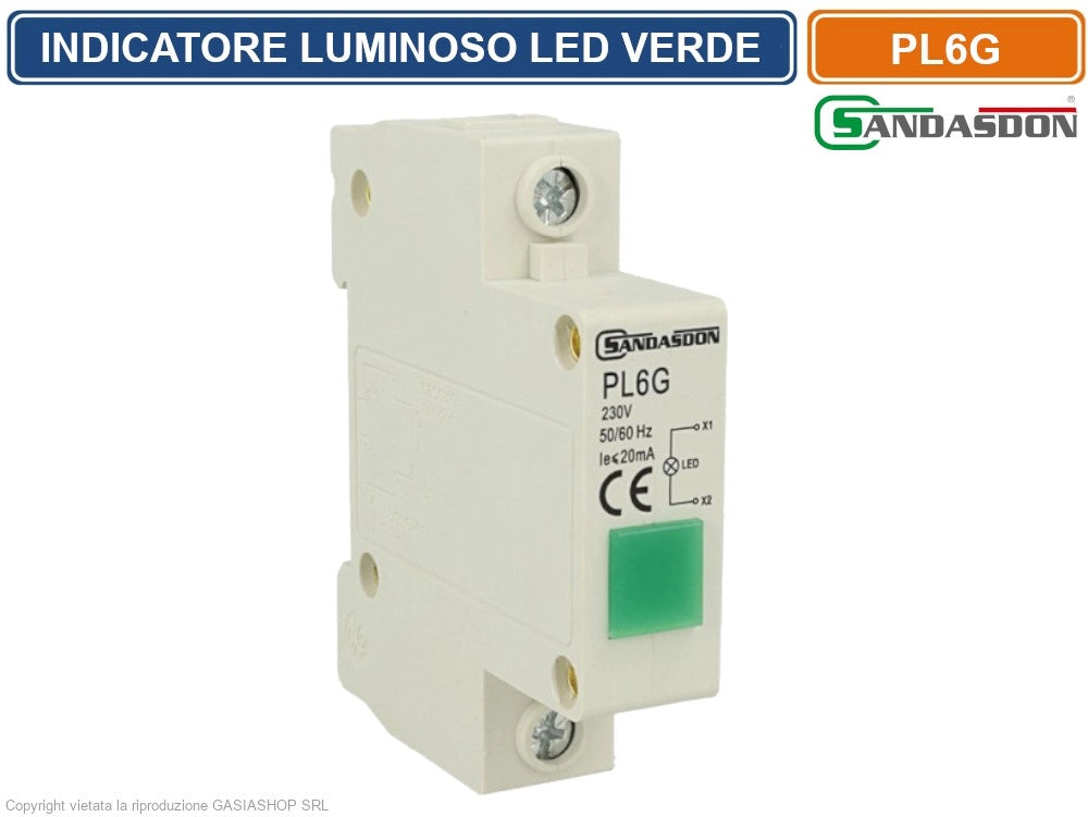 SANDASDON INDICATORE LUMINOSO LED SU GUIDA DIN 1 MODULO PER PRESENZA TENSIONE SPIA DI SEGNALAZIONE VERDE GIALLO ROSSO BLU BIANCO - Colore Struttura:Verde