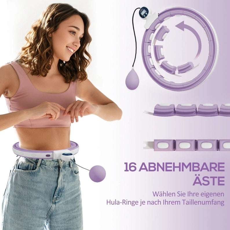 Hula hoop adulto 76-113 cm plastica viola con palla pesata e contatore digitale