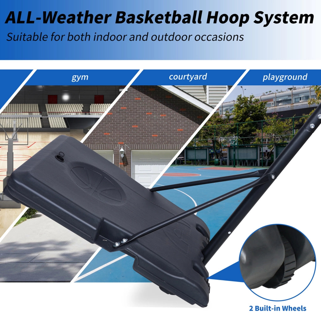 Canestro da basket portatile 170-213 cm su ruote nero rosso interno esterno