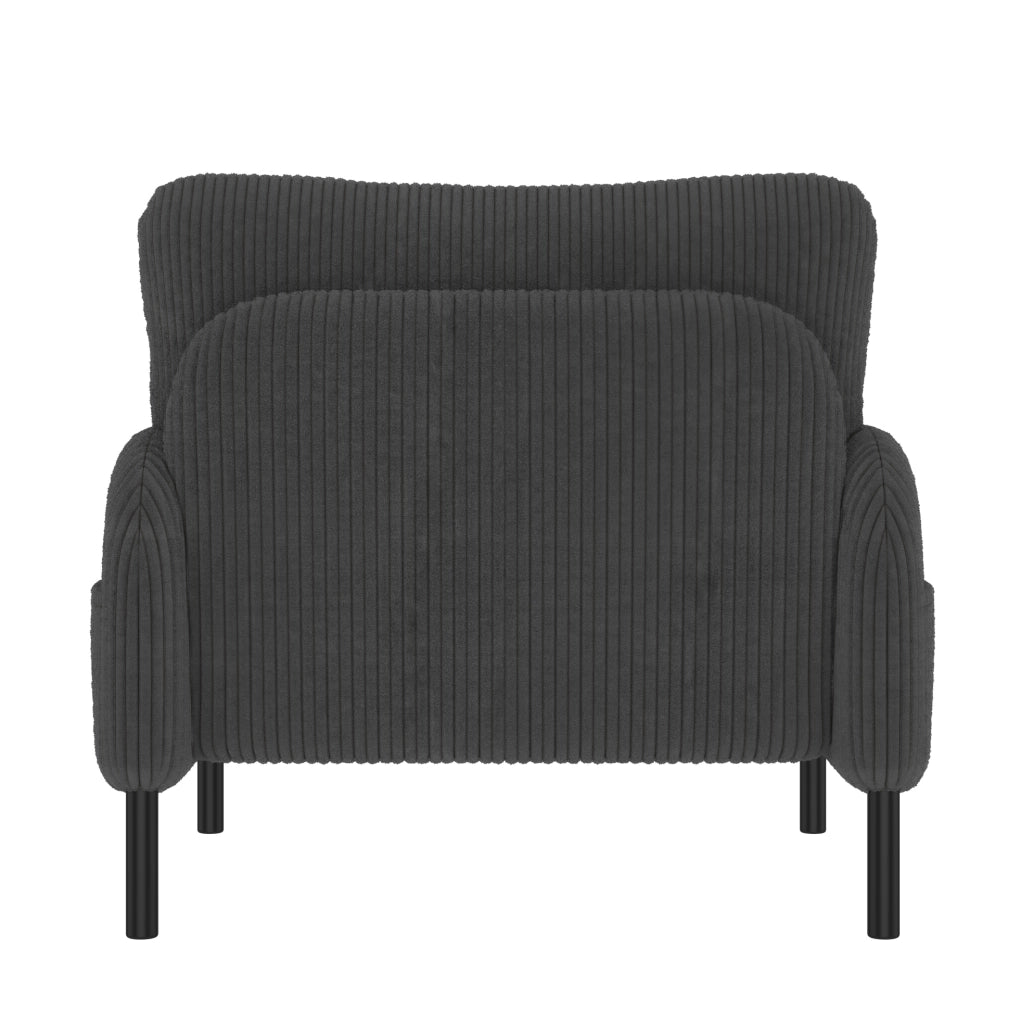 Set divano 2 posti, poltrona e pouf 120x75x79 cm grigio in velluto a coste modulare