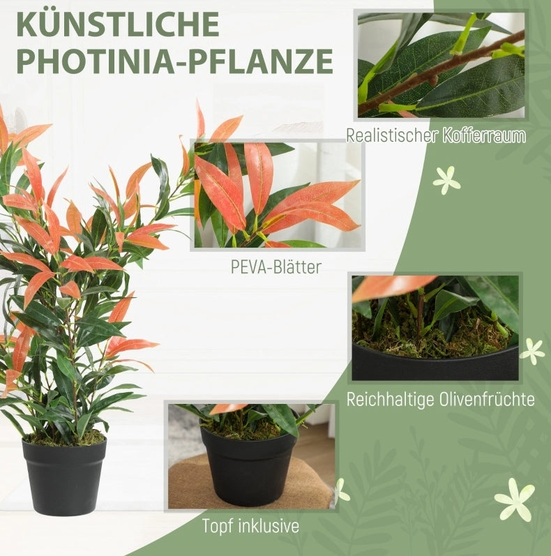 PIANTA Artificiale 45x45x90 cm Rossa con 300 foglie e rami modellabili