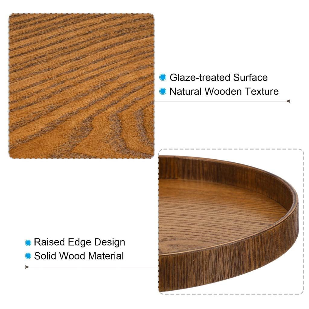 Vassoio decorativo rotondo in legno 30 cm, vassoio da portata per soggiorno, cucina, portacandele, marrone