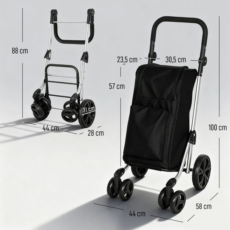 Carrello per la spesa 3 in 1 da 46 l, pieghevole, con vano termico