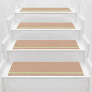 Tappetini antiscivolo per scale, set da 15 pezzi, autoadesivi, 76x20 cm, color beige chiaro