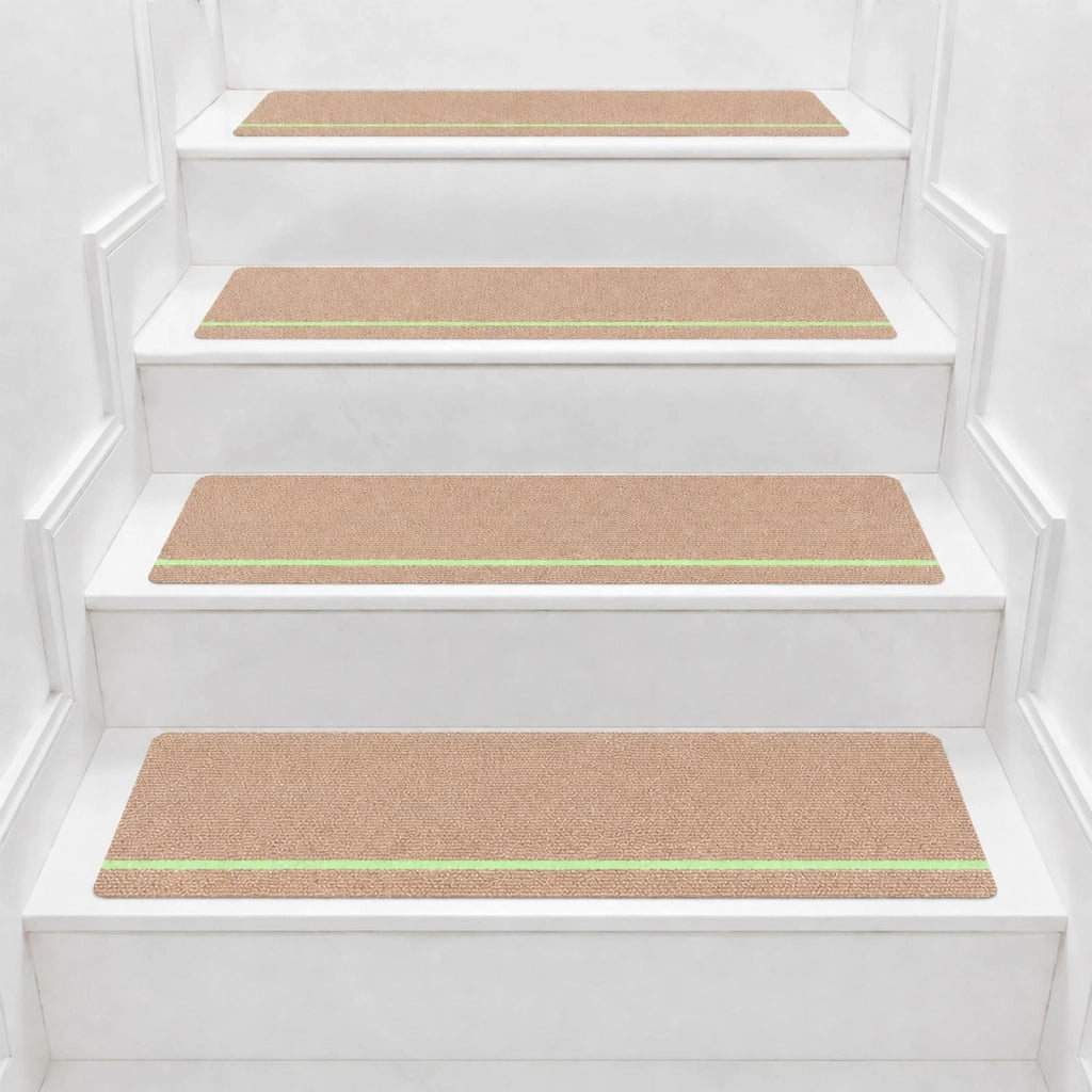 Tappetini antiscivolo per scale, set da 15 pezzi, autoadesivi, 76x20 cm, color beige chiaro