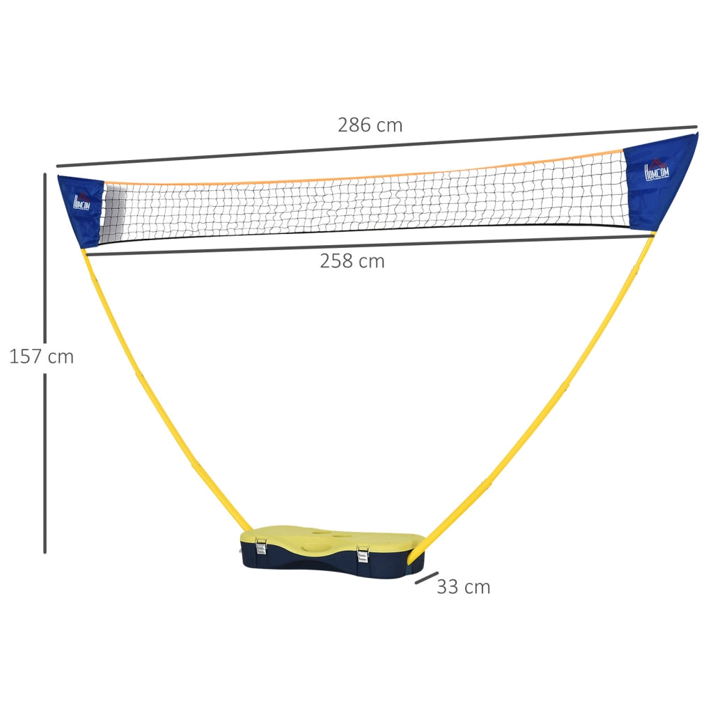 Set badminton con rete pieghevole, 4 racchette e custodia, giallo