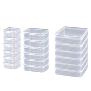 18 scatole portaoggetti trasparenti in plastica con coperchio a ribalta, 3 dimensioni, contenitori per gioielli, piccoli oggetti, carte, accessori, paillettes