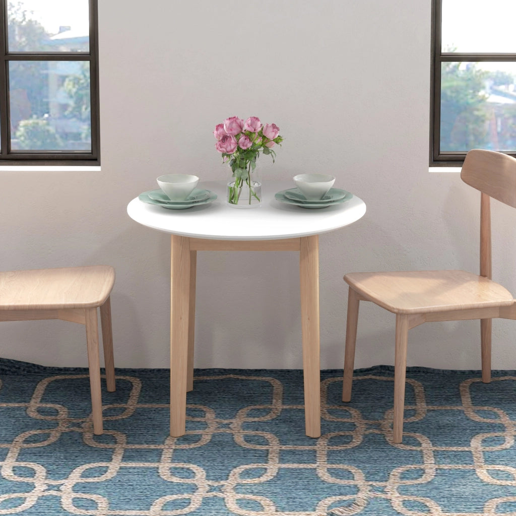 Tavolo da pranzo ?75x76 cm 2 posti in legno bianco