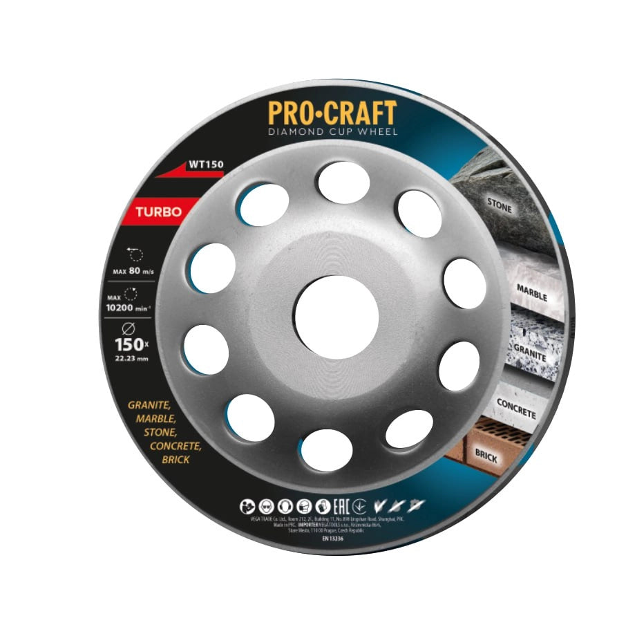 Disco diamantato a tazza Procraft WT150 Turbo, Ø 150 mm, 10200 giri/min