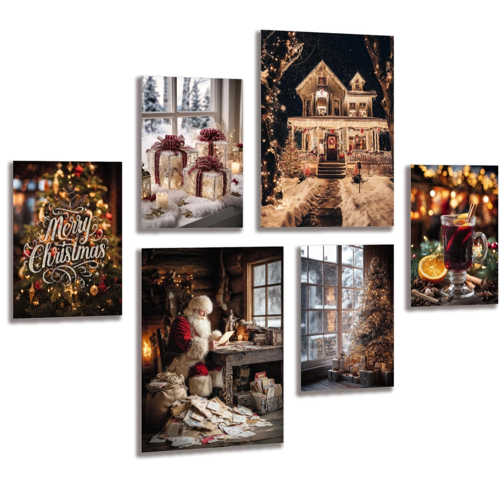 Set di 6 poster natalizi – Decorazioni murali a tema invernale, dimensioni 30x40 cm e 21x30 cm