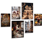 Set di 6 poster natalizi – Decorazioni murali a tema invernale, dimensioni 30x40 cm e 21x30 cm