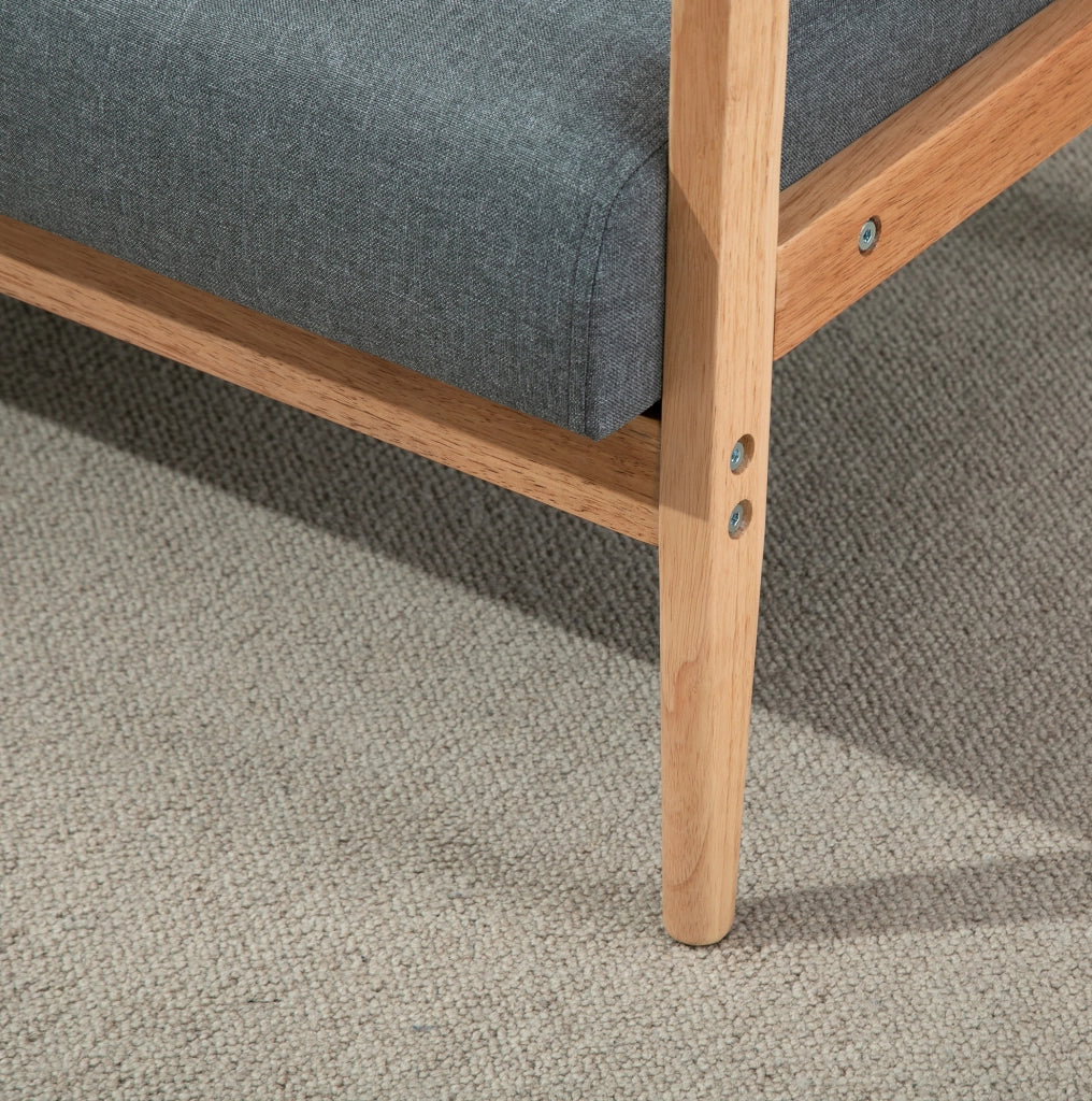 Divano 2 posti 115x66,5x73 cm in lino grigio scuro, design compatto