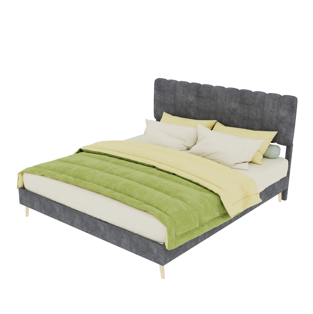 Letto imbottito grigio 160 × 200 cm con materasso incluso