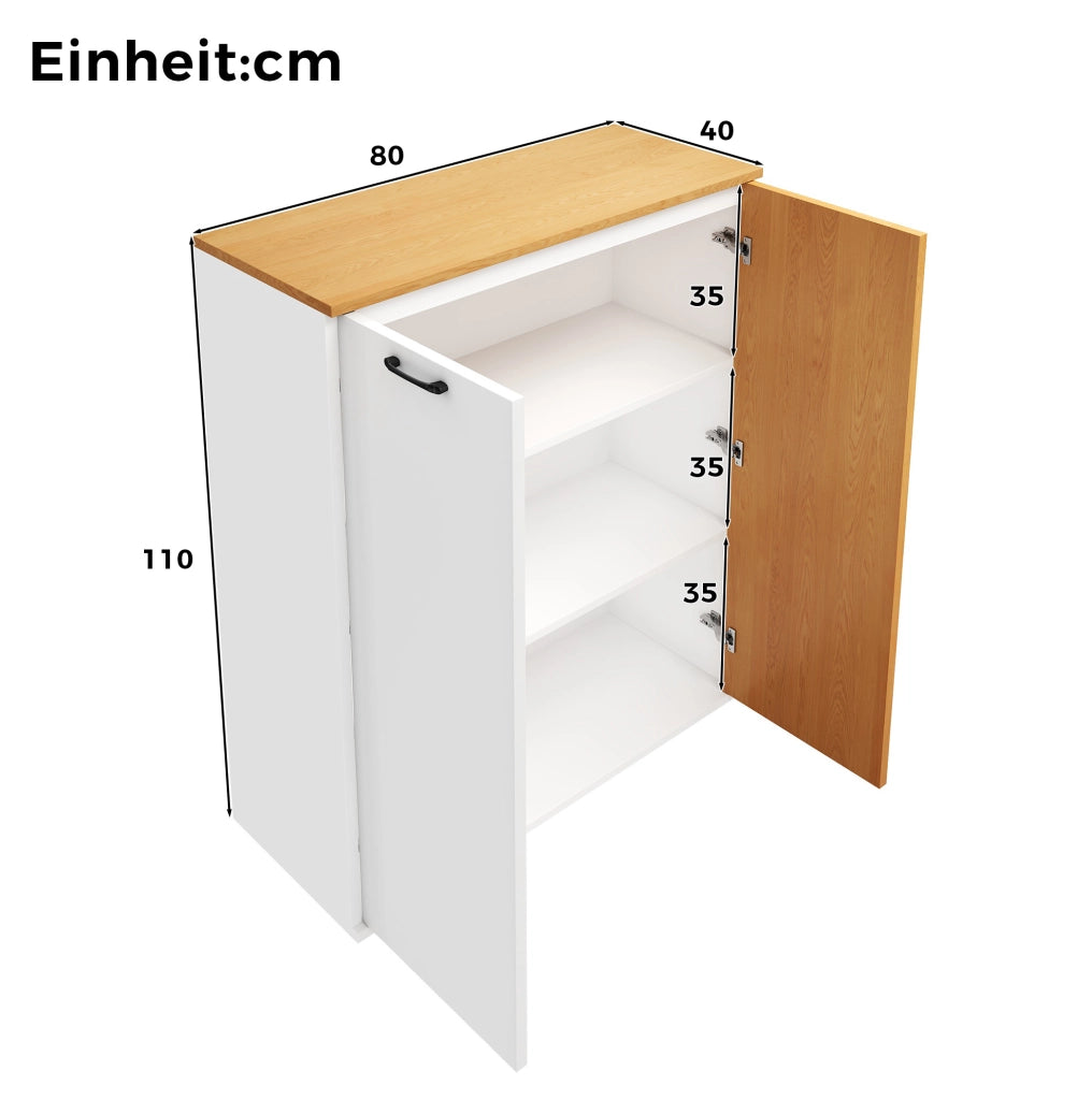 Mobile archivio in MDF bianco ed effetto rovere 80 × 40 × 110 cm