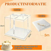 Contenitore trasparente per torte, dimensioni 30x30x25 cm, confezione da 2 pezzi, con piatto per torte