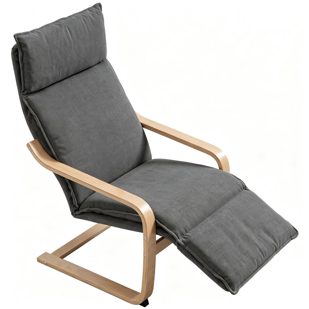 Poltrona Relax da Salotto con Poggiapiedi Integrato Tessuto Effetto Lino Grigio Scuro Ergonomica Design Moderno per Casa