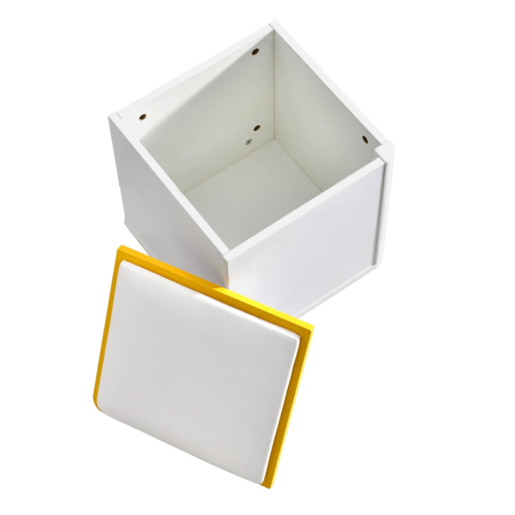 Tavolino elevabile 100x50x43 cm in MDF e PB bianco e giallo con vani