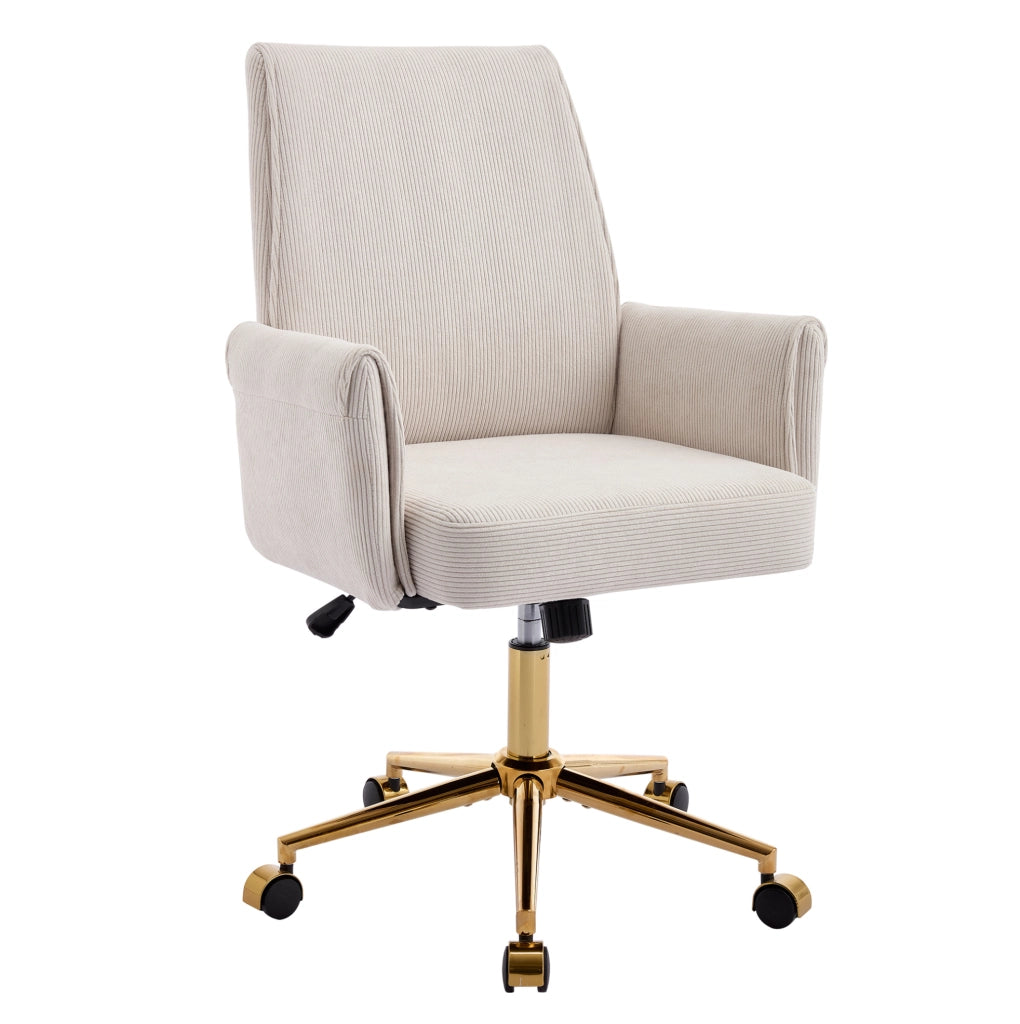 Sedia da ufficio ergonomica 64x61x99 cm bianca, base dorata, regolabile